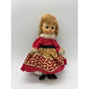 Vintage Vogue Doll Ginny Fashion Doll Sleep Eyes Red Ethnic Costume Black Boots